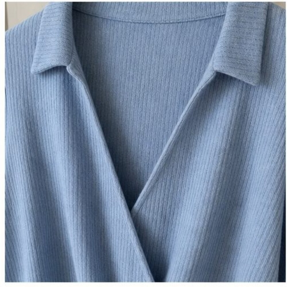 Blue Ruffle Blouse - Picture 4 of 6